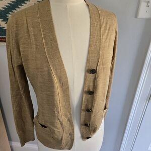 J. Crew Light Brown Knit Cardigan Sweater Wool Blend Women's Size Medium